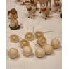 10 old cotton ornaments, h: 2,5 cm.