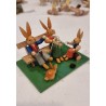 Gammelt påskepynt fra Erzgebirge, familie hygge, h: 6,5 cm, plade 10x7,5 cm.
