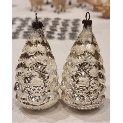 Antique glass ornament, christmas tree with Santas head, h: 7,5 cm.