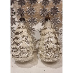 Antique glass ornament, christmas tree with Santas head, h: 7,5 cm.