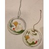 2 old handpainted paper ornaments, Ø: 5 cm.