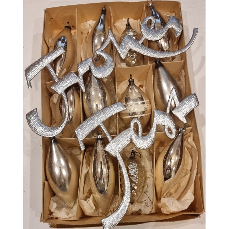 Antikt Dresden pap, "Frohes Fest", mål: 17 x 31,5 cm.