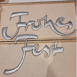 Antikt Dresden pap, "Frohes Fest", mål: 17 x 31,5 cm.