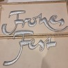 Antique Dresden cardboard, "Frohes Fest", size: 17 x 31,5 cm.