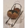 Antique cotton ornament, strawberry with leaves, size: 4 x 4 cm.