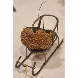 Antique cotton ornament, strawberry with leaves, size: 4 x 4 cm.