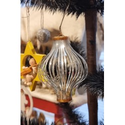 6 old foil lanterns from Lauscha, grey/silver, h: 8 cm. (box incl.)