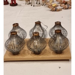 6 old foil lanterns from Lauscha, grey/silver, h: 8 cm. (box incl.)