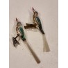 Old glass ornament, bird with a green skull, l: 12,5 cm.