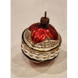 Old glass ornament, flower bud, h: 5,5 cm.
