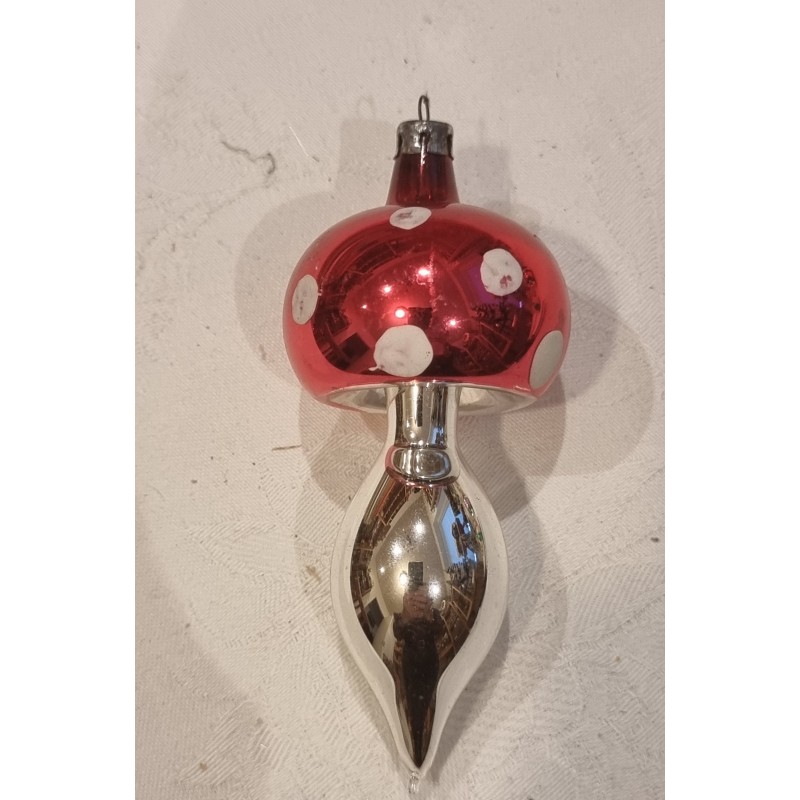 Old glass ornament, mushroom, h: 11 cm.