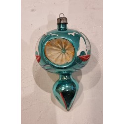 Old glass ornament, 3 x refl. and ship, h: 10 cm.