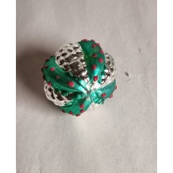 Antikt glaspynt, grøn/sølv, h: 6,5 cm.