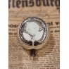 Antikt glaspynt, blomst med blade/Mica, jugend, h: 7,5 cm.