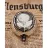 Antikt glaspynt, blomst med blade/Mica, jugend, h: 7,5 cm.