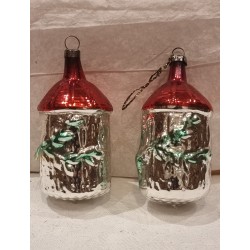 Gammelt glaspynt, hønsehus med hane, h: 7 cm.