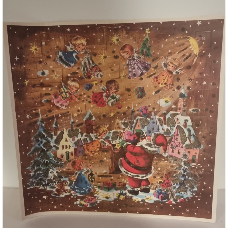 Gammel julekalender fra Krüger, mål: 28,5 x 29,5 cm.