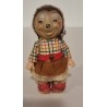 Gammel Mecki figur med ruskindsnederdel, h: 13 cm.