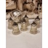Collection of old glass ornaments, 6 bells and 1 ornament, h: 4 - 6 cm. (7x)