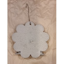 Old cardboard ornament with angel and parrot, h: 6 cm.