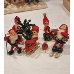 5 gamle nisser/2 kogle med papmachè hoveder, h: 11 cm (juletræ) (5stk)