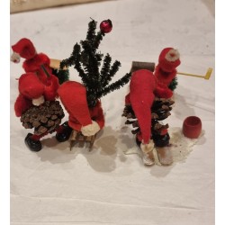 5 gamle nisser/2 kogle med papmachè hoveder, h: 11 cm (juletræ) (5stk)