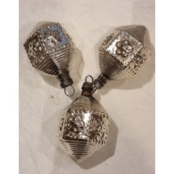 Antique glass ornament, art nouveau, silver with flowers, h: 5,5 cm.