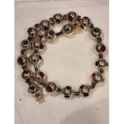 Antique glass ornament, silver garland with colored pattern, l: 52 cm.