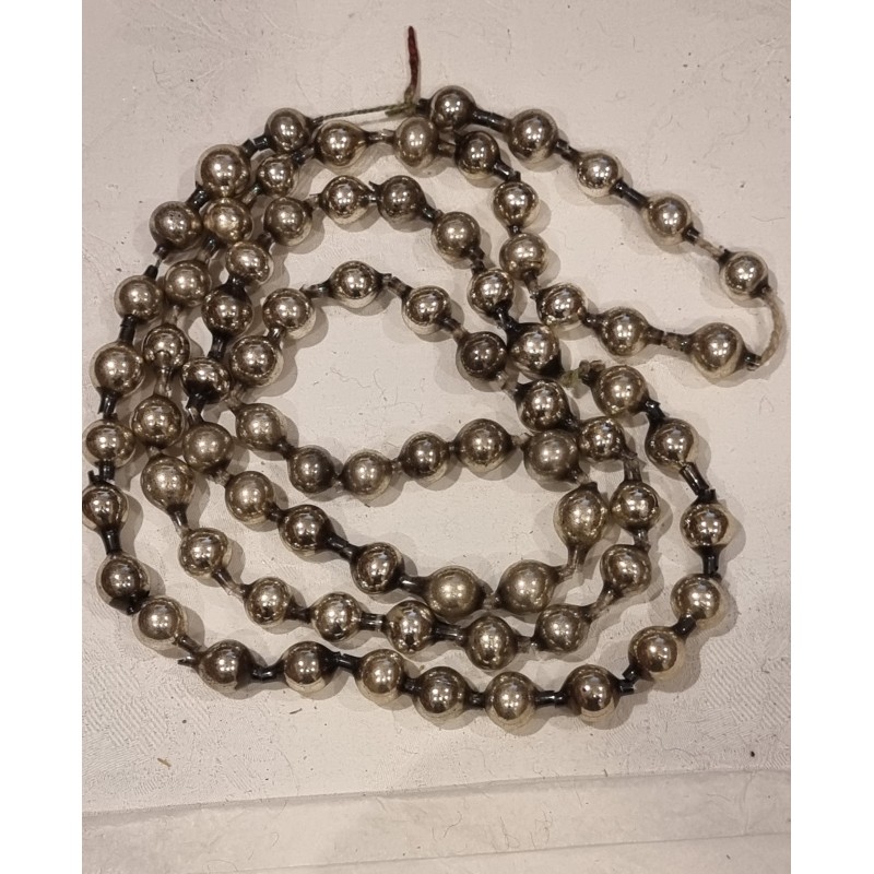Antique glass ornament, garland, silver, l: 200 cm.
