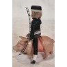 Antique chimney sweeper in silk clothes with reel hair and glass eyes + pig, candycontainer, size:  21 cm + l: 16,5 cm (pig)