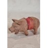 Antique chimney sweeper in silk clothes with reel hair and glass eyes + pig, candycontainer, size:  21 cm + l: 16,5 cm (pig)