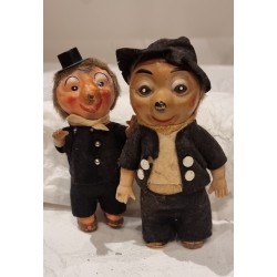 2 old Mecki figures, h: 13 - 14 cm (2x).