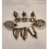 Antikt glaspynt, sølvklokker mm. jugend, h: 3,5 - 5 cm. (mindre pynt) (8 stk).