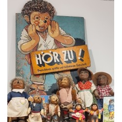 Old Steiff figures, Mecki and Micki, h: 18 cm. (2x)