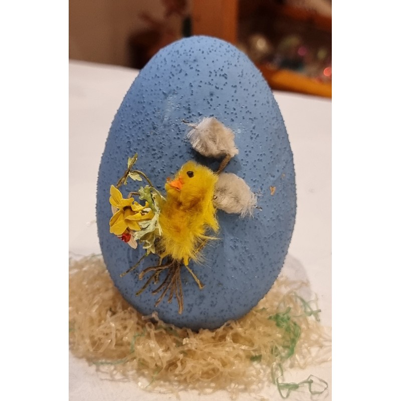 Antikt pap påskeæg med dekoration, h: 11,5 cm.
