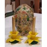 Old easter ornament, 2 daffodil candlesticks, size: 5 x 8,5 cm.