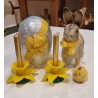 Old easter ornament, 2 daffodil candlesticks, size: 5 x 8,5 cm.
