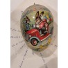 Old cardboard Easter egg + snowdrop letter, h: 12 cm (egg).