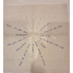 Gammelt pap påskeæg + gækkebrev, hare på tur, h: 12 cm (æg).