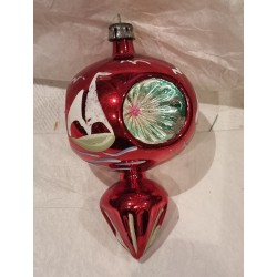 Old glass ornament, 3 x reflector and a ship, h: 10 cm.