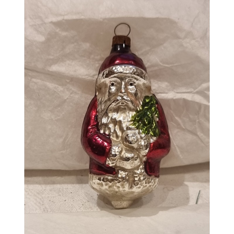 Old glass ornament, Santa, h: 7 cm.