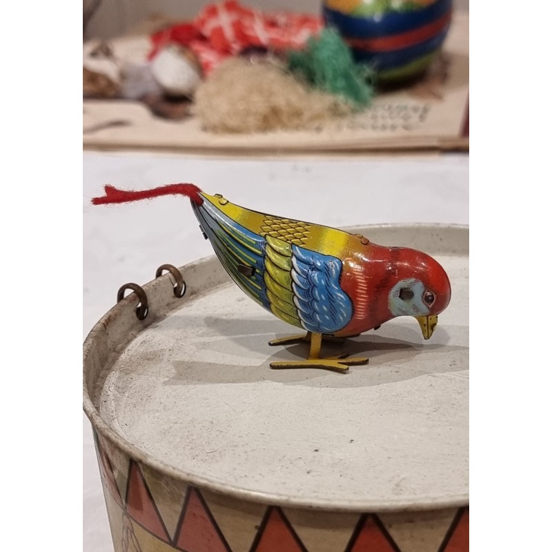 Old german mechanical bird, size: 10 x 4 cm.