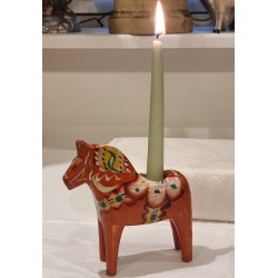 Antique Dalar horse with candleholder/candle, h: 13,5 cm.