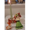 Antique Dalar horse with candleholder/candle, h: 13,5 cm.