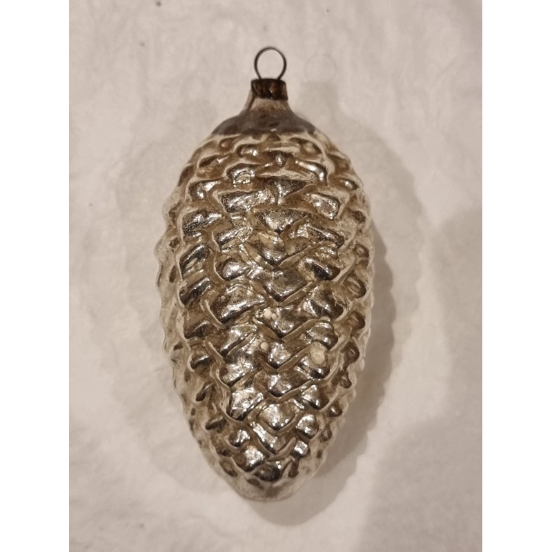 Antique glass ornament, pine cone, h: 9 cm.