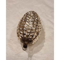 Antique glass ornament, pine cone, h: 9 cm.
