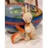 2 old cotton bunnies, h: 6,5 - 9 cm. (2x)