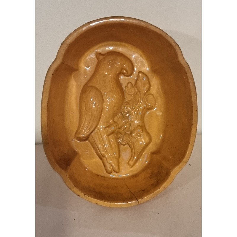 ANTIK BUDDINGFORM, PAPEGØJE, BORNHOLM, FRA 1810 - 12. MÅL: 23 X 19 X 11 CM.