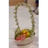 Old Easter ornament, egg basket with chicken, h: 9 cm.