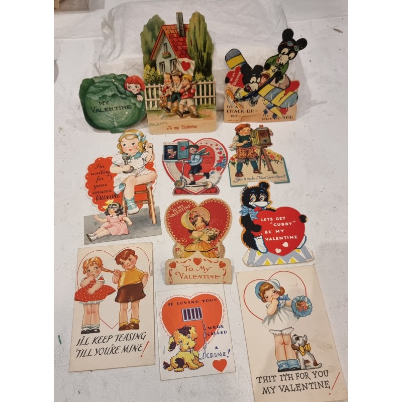 11 old Valentines card, h: 15,5 cm (the highest).